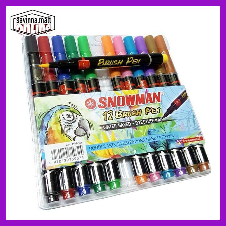 

U0Uo879- Snowman - 12 Brush Pen ( Water Based - Dyestuff Ink ) Y7Ry688-