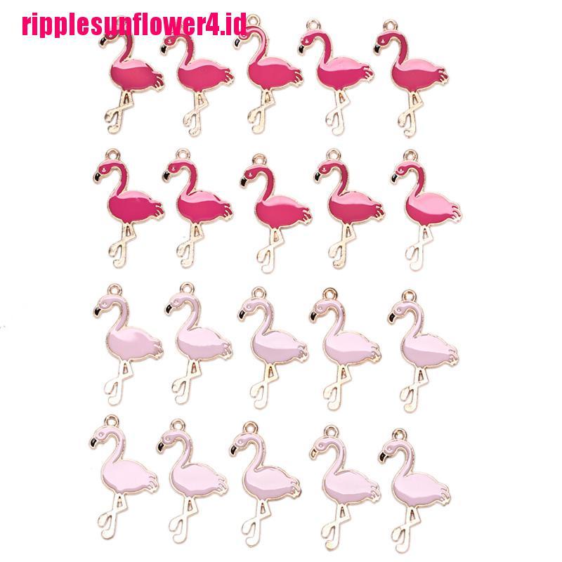 10pcs / lot Charms Bentuk Flamingo Bahan Alloy Untuk Membuat Perhiasan