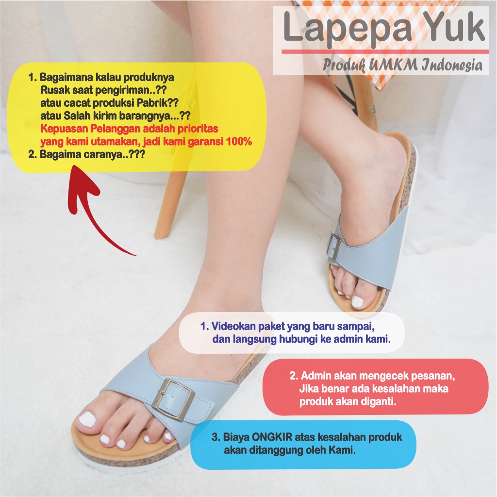 LAPEPA YUK - Sandal Wanita Casual Model Birken Sol Puyuh DANIELA ALL COLOR Sendal Cewek Sol Kulit Santai Singgle Strap Gesper Empuk Warna Black Hitam Putih Sandal Perempuan Selop Anti Slip Premium Original Kekinian Terbaru Shoes ORI Mall Official Store