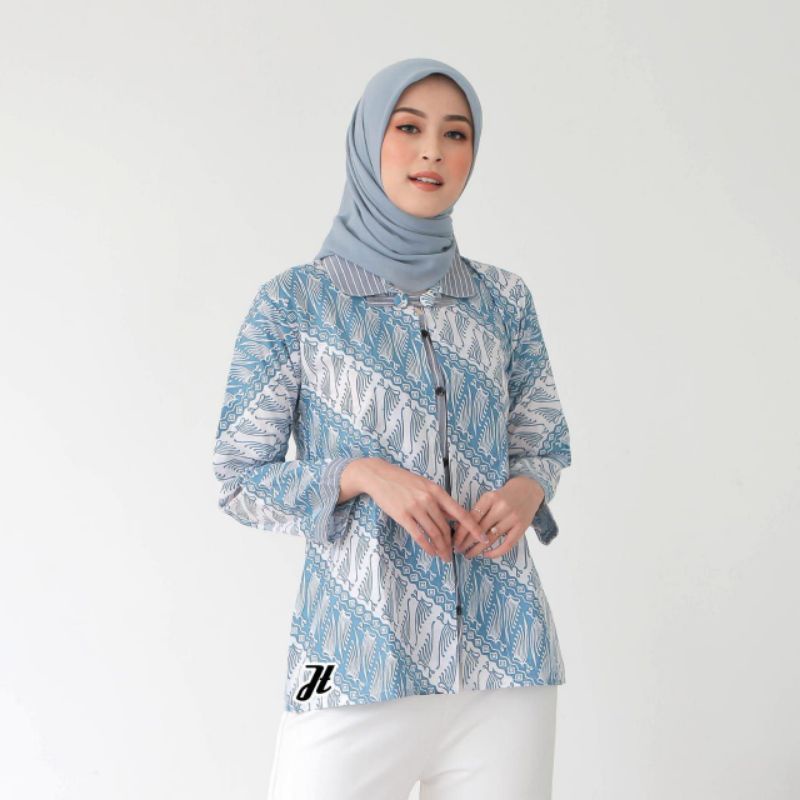 Batik wanita ASJ SA HRB026 Kenongo Kemeja Tosca Pendek-Bollero 2