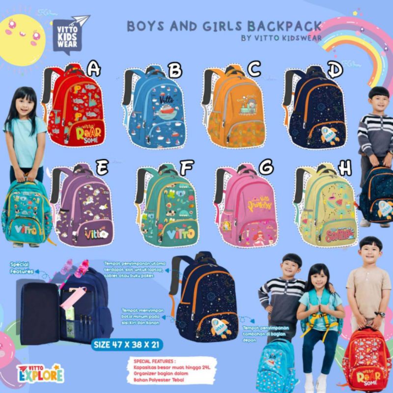 TAS SEKOLAH BACKPACK VITTO EXPLORE