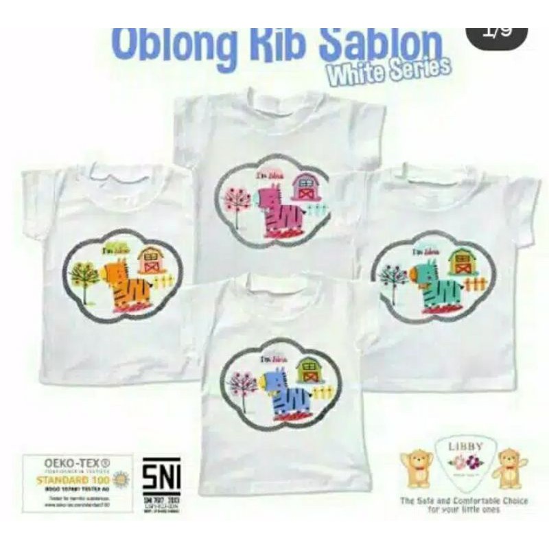 LIBBY KAOS OBLONG TIPIS COTTON PUTIH 4pcs