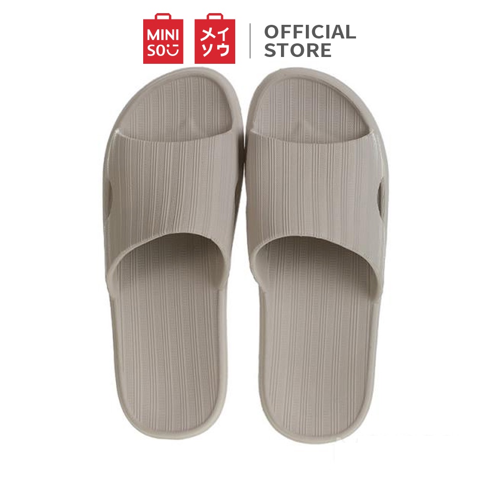 MINISO official flip flop Sandal kamar mandi wanita berbahan empuk kotak-kotak-N light gray,41-42