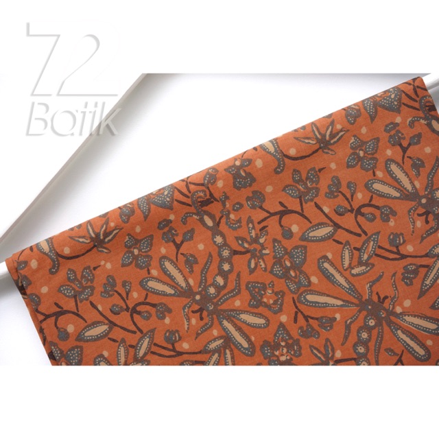 KAIN BATIK PREMIUM Bahan Katun Motif Capung Warna Orange Oranye Oren 722003 Cap 72 Jarik Jarit Samping Kebat Panjang Batik Katun Modern Premium Bahan Seragam Batik Pernikahan Kantor Keluarga Murah Kamen Jadi Batik Bali Lembaran