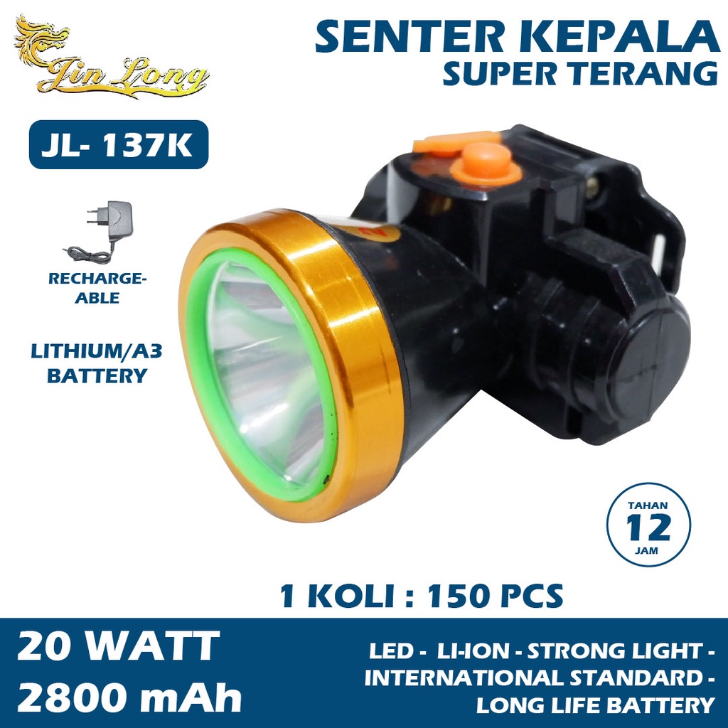 SENTER KEPALA  ORIGINAL JINLONG JL 137 K&P MURAH BERKUALITAS DAN SUPER TERANG