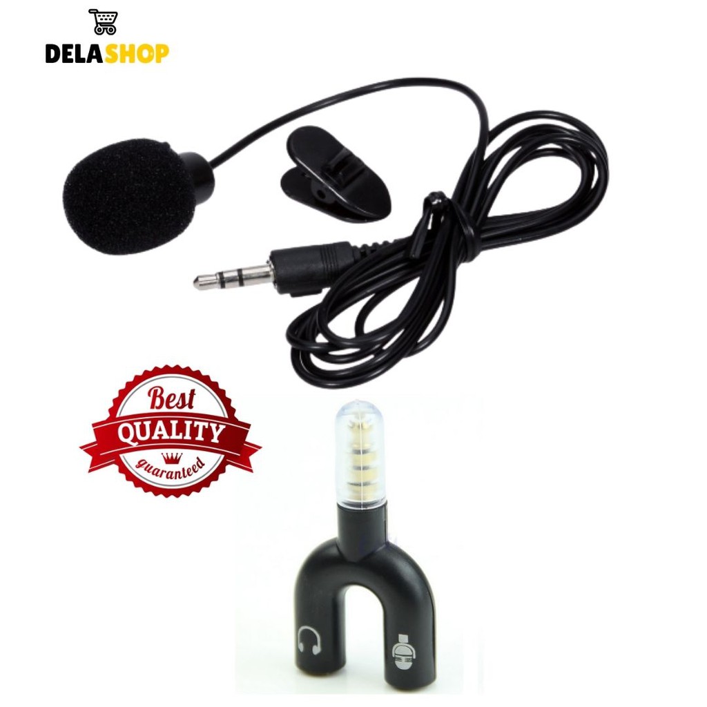 PAKET REKAMAN Microfon Clip on dan Spliter For HP / PC Microphone Recording