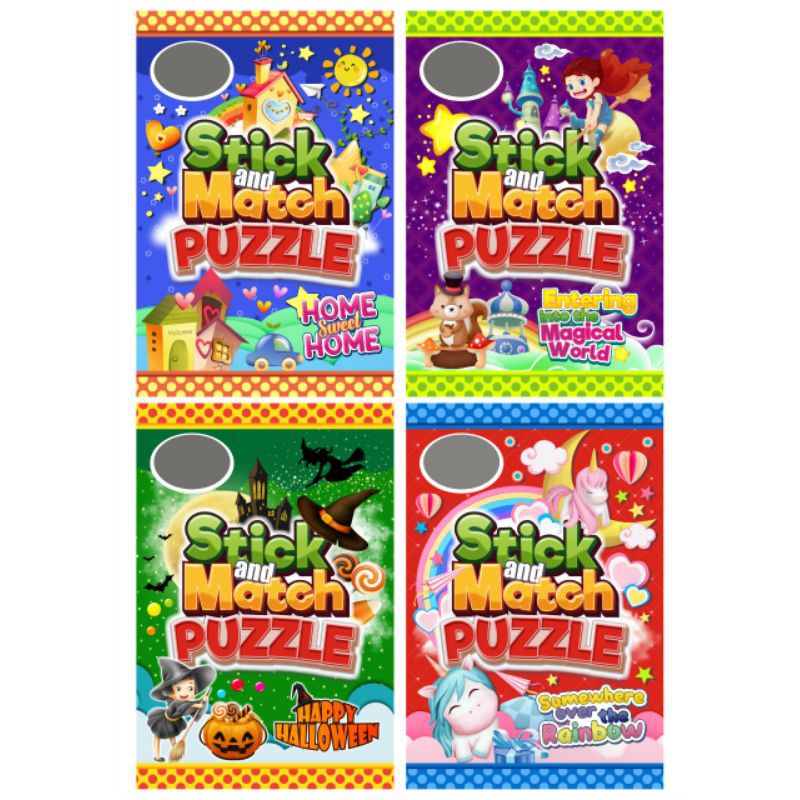 mainan edukasi anak stick and match puzzle stiker tempel bentuk karakter 3D keren