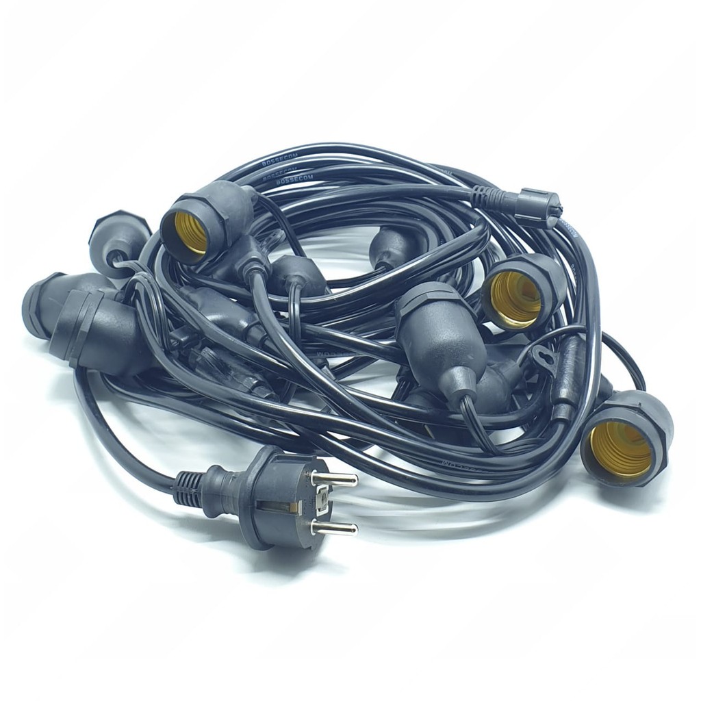 BSC BE-9001B SET Kabel 10 Meter 10 Fiting untuk Lampu Filamen Cafe Edison Waterproof Outdoor