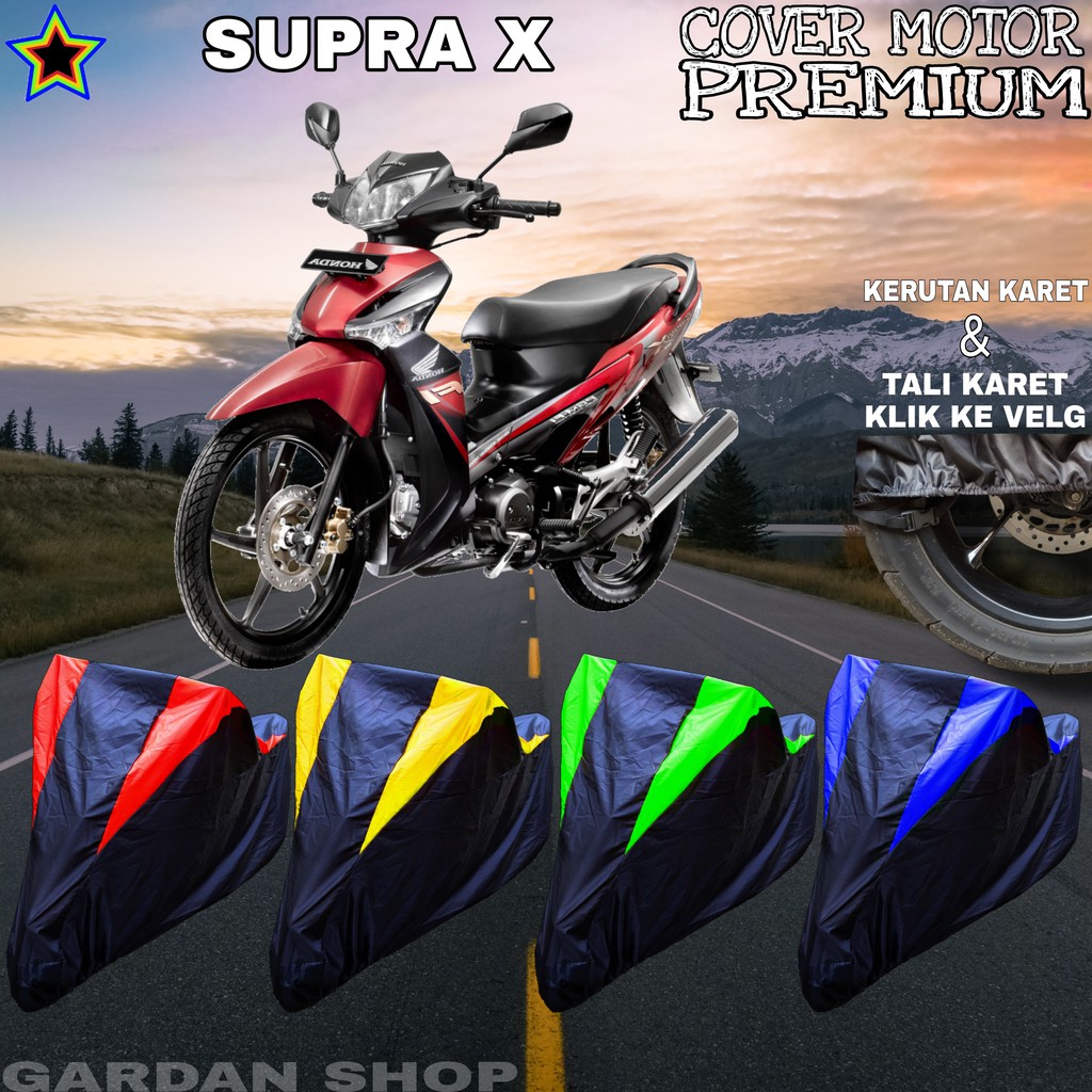 Sarung Motor SUPRA X Hitam KOMBINASI Body Cover Penutup Supra PREMIUM