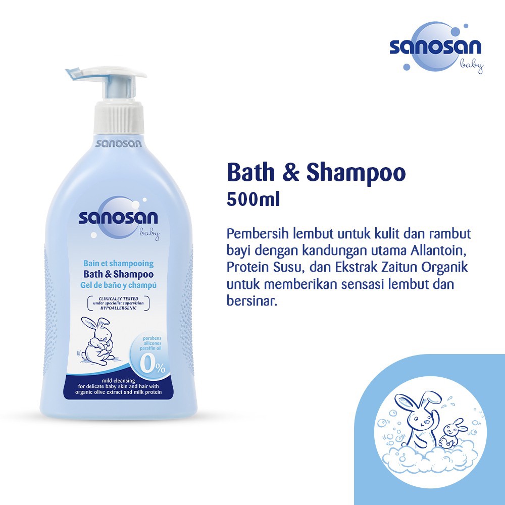 SANOSAN BABY BATH &amp; SHAMPOO 500ML / 0301006