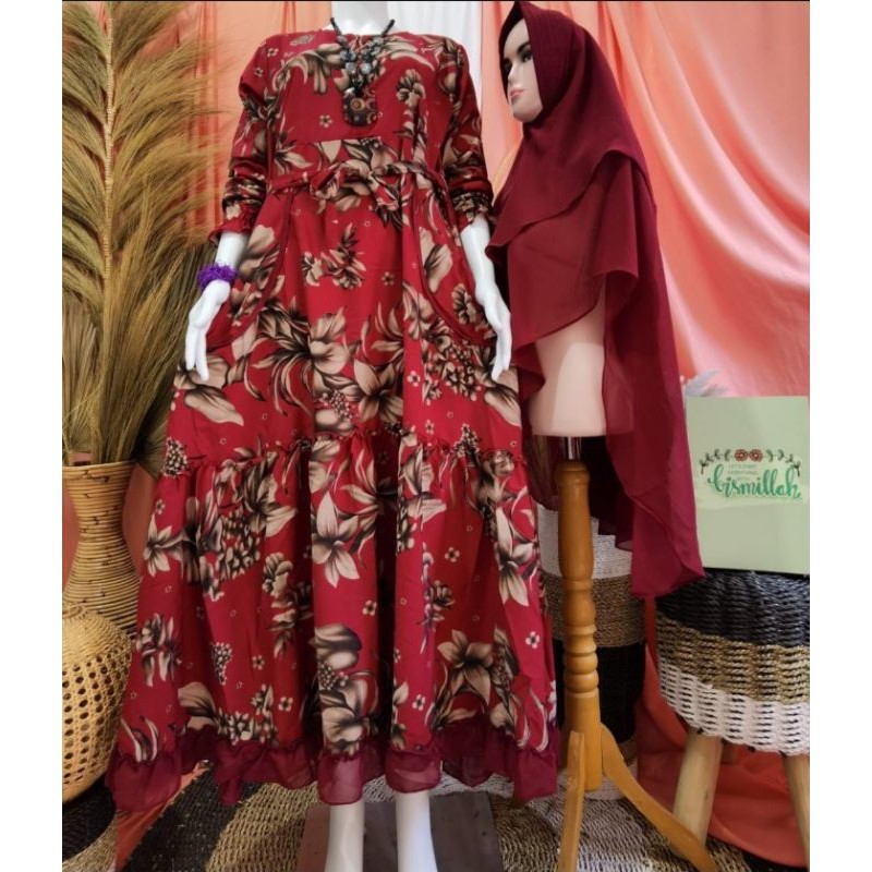 GAMIS SET HIJAB MONALISA MIX CERUTY SAKU KANAN DAN KIRI