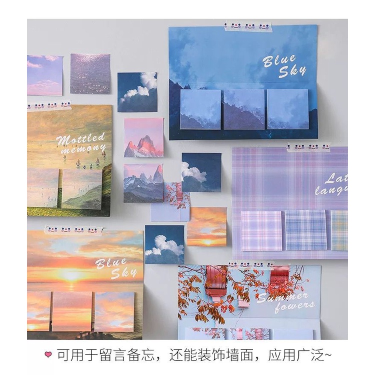 [littlecrab] Sticky Note Galaxy Angkasa Weather Cuaca Note Lucu Elegan Aesthetic Summer Flower Blue Sky Memo Sticky Notes Unik 3 in 1 Berkualitas