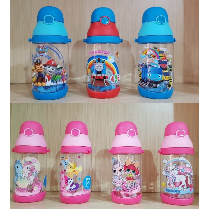 Botol Minum Karakter anak T7001 paw patrol, tayo, little pony, unicorn, lol, thomas and friends 350m