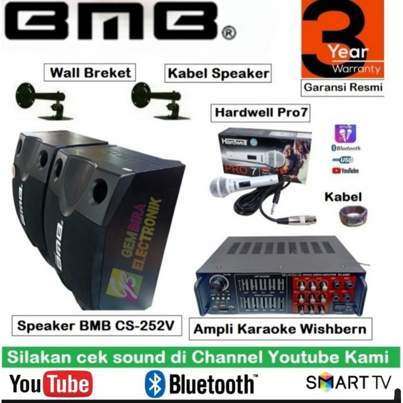 Paket Karaoke Bmb 8 inch Original ampli bluetooth wishbern
