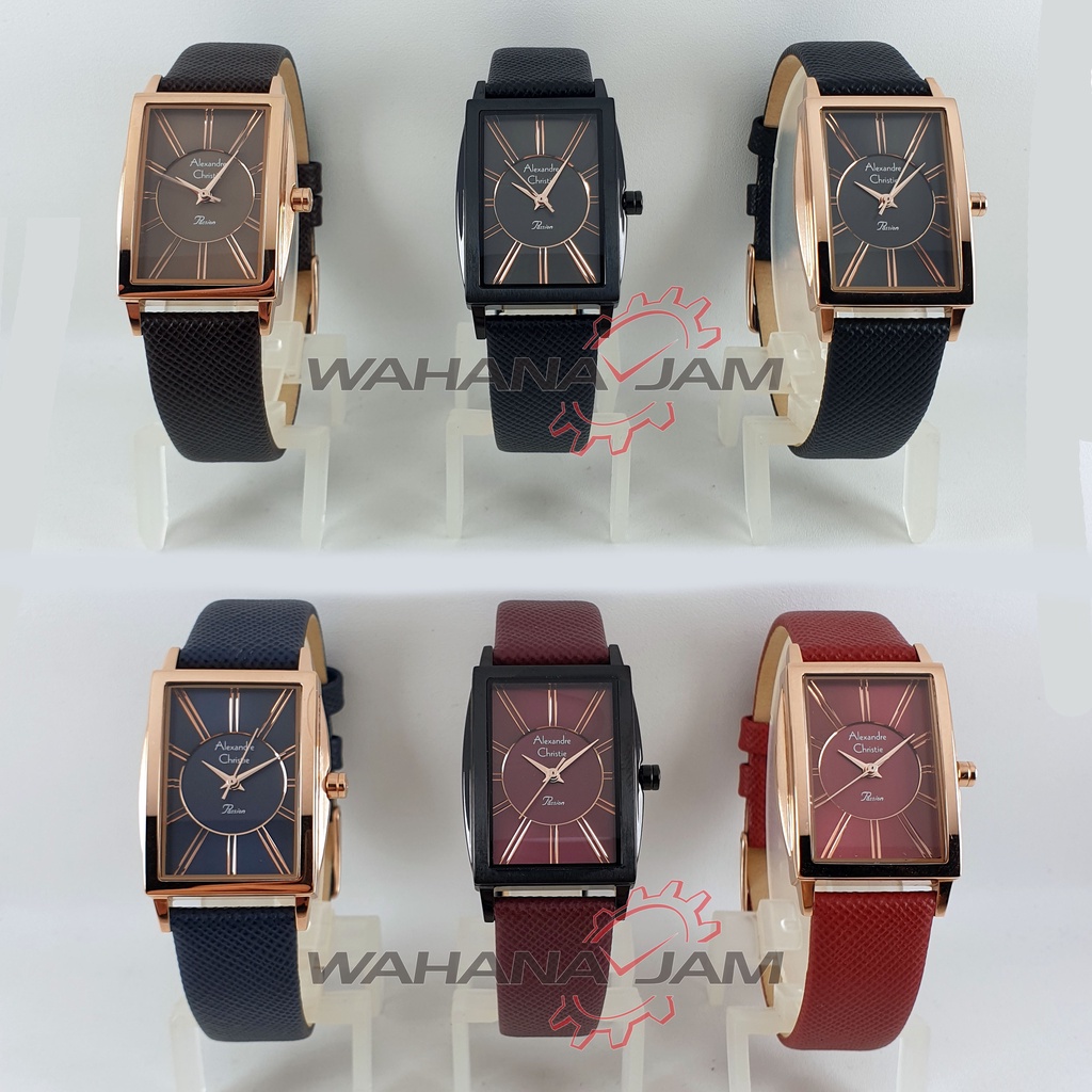 Alexandre Christie AC 2986 LH / Jam Tangan Wanita AC2986 Alexander Cewek Kulit Model Kotak Rosegold