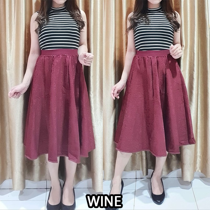 KARAKOREA 8-1 Lux Skirt / Rok / Rok kekinian Rok Panjang Rok pesta/baju imlek/skirt imlek/rok imlek/warna merah/