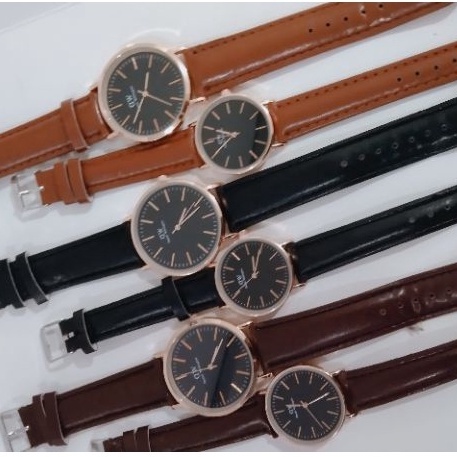 JAM TANGAN COUPLE PASANGAN DW TALI KULIT PRIA DAN WANITA COD
