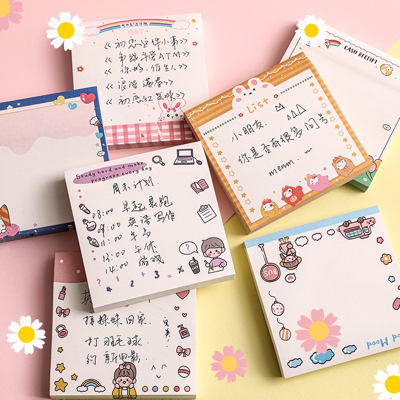 80 Pcs/set Japanese Style Cute Girl Cartoon Colorful Pattern Thicken Student Sticky Note for School Office Supplies