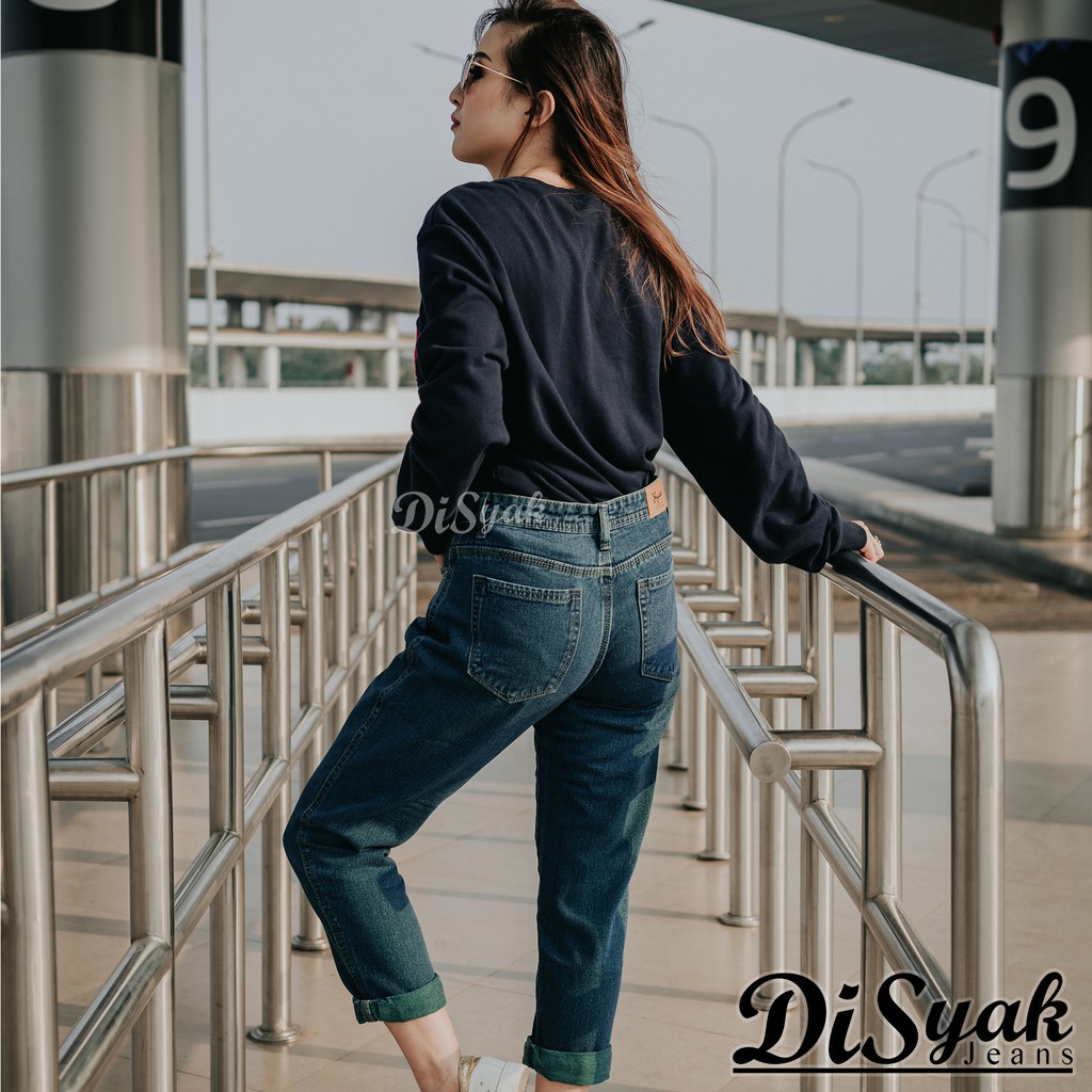 DiSyak Celana  Boyfriend  Jeans Lipat  kaki DiSyak 3004 