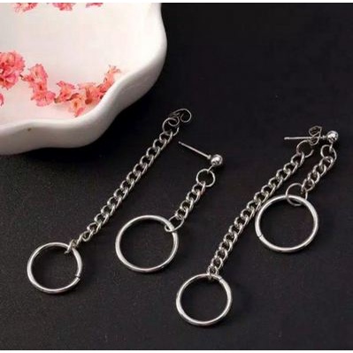 Anting-anting Model Vintage Rantai Ring / Grunge Earrings Circle K-pop