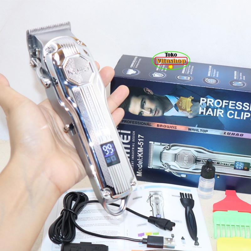 ALAT CUKUR RAMBUT KEMEI KM-517 SILVER HAIR CLIPPER MESIN POTONG RAMBUT