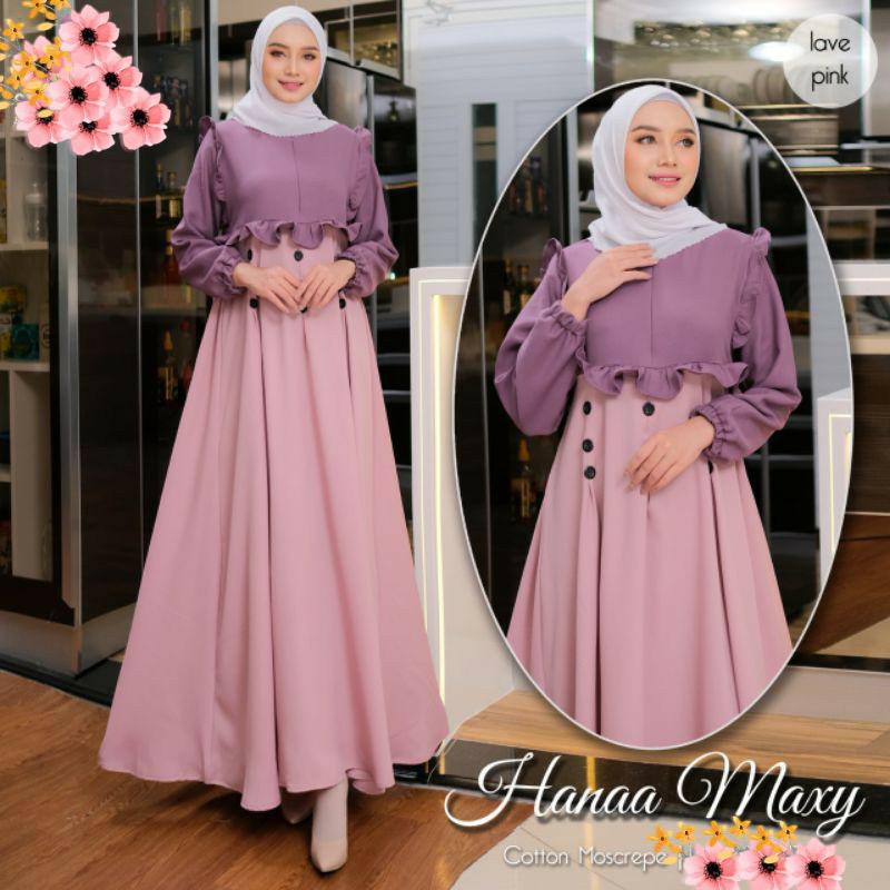 ( S M L XL XXL XXXL 5L ) HANAA MAXI DRESS | BAJU GAMIS JUMBO GAMIS