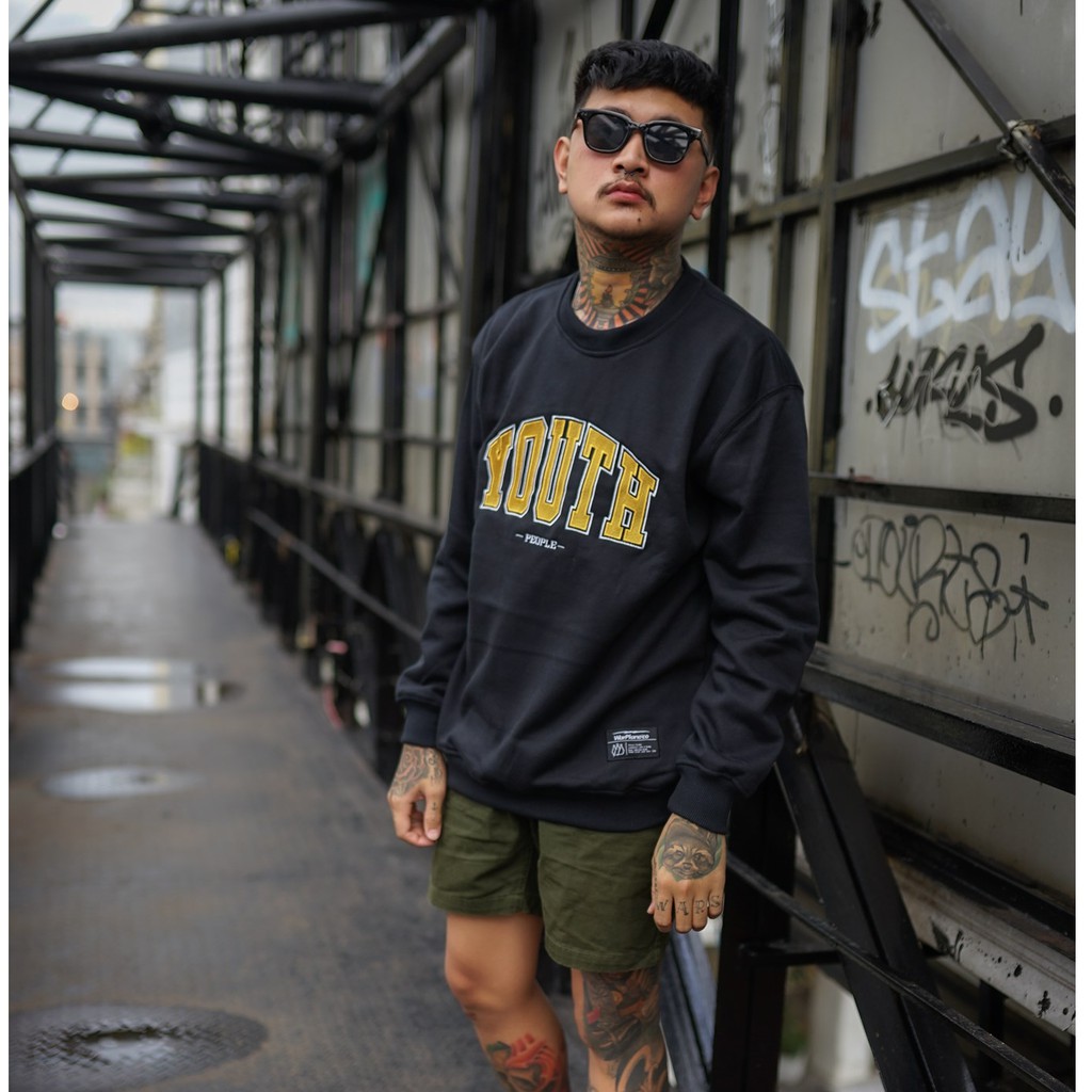 Warplane Crewneck Bordir Youth /Switer Wrpln /Sweatshirt BLACK / Baju Atasan Pria