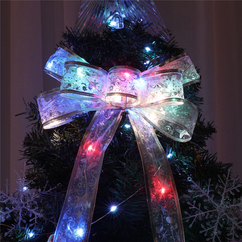 TK 2/4/5m Ribbon LED String Lights Christmas Tree Decoration Light Ribbon Bows Lights Christmas New Year Fairy Lights