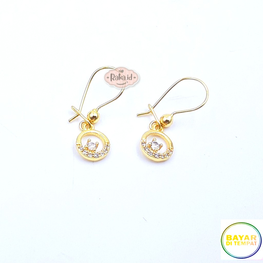 Anting Clip / Klip Ring Mas Bulat Kristal Perhiasan Aksesoris Wanita 706