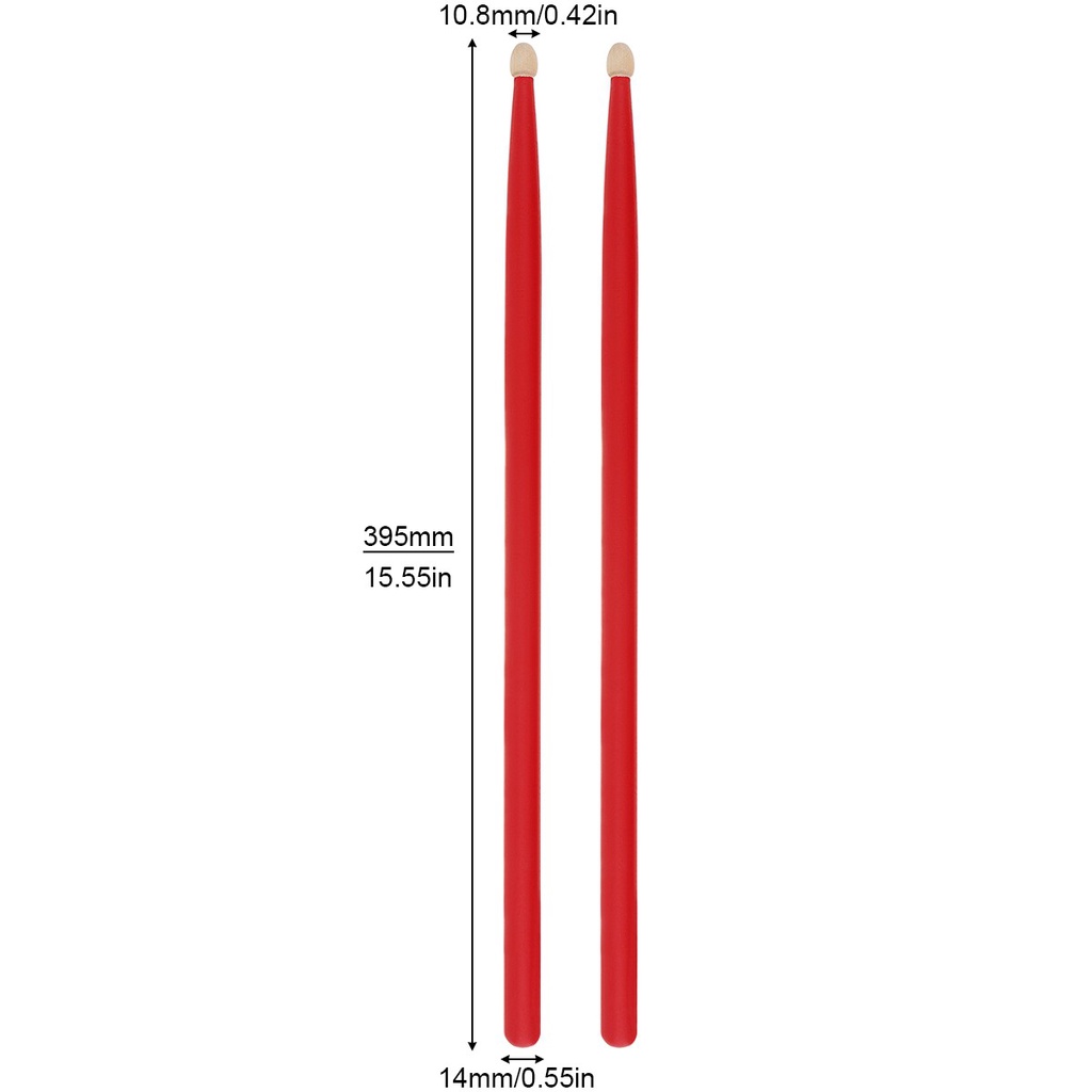 1 Pasang Stik Drum 7A Bahan Kayu Maple Warna Oranye