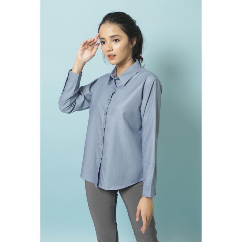Daily Shirt/Kemeja Wanita/Pakaian Wanita Basic Dusk Blue Shirt Merche