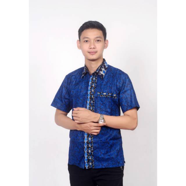KEMEJA BATIK PRIA LENGAN PENDEK MEGA SONGKET BIG SIZE JUMBO XXL XXXL XXXXL