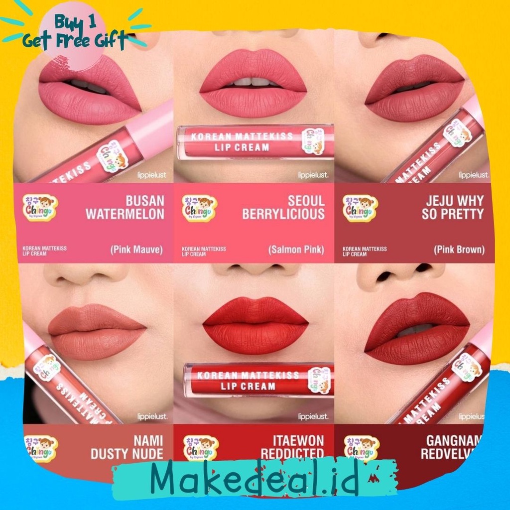 [Dist. Resmi] Korean Matte Kiss Lipcream Chingu by Kiyowo  - Lipstik Matte 6 Varian