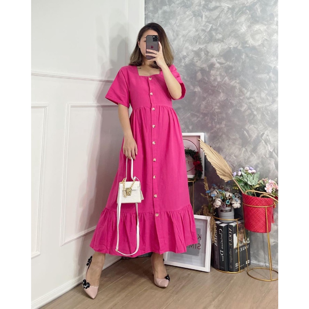 Jedi Midi Dress l Midi Dres Polos Basic Casual Matt Rayon Premium Fit L Besar