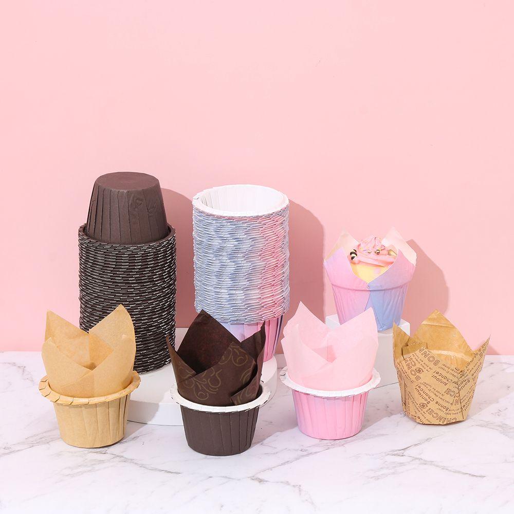 Solighter 50pcs / Set Cetakan Cupcake / Muffin Bahan Plastik Untuk Perlengkapan Dapur