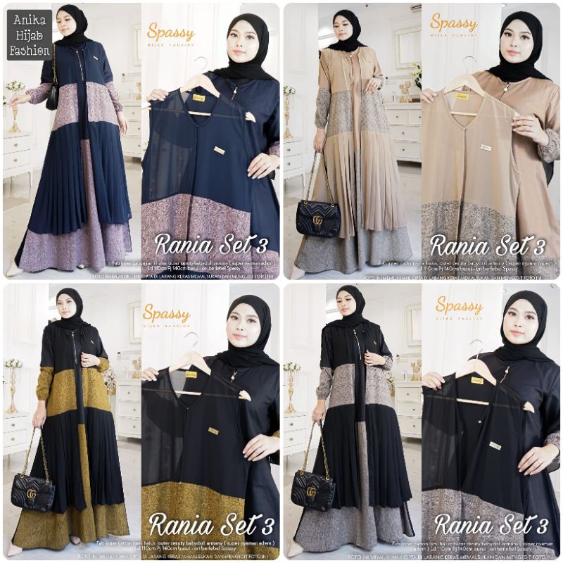 RANIA SET 3 ORIGINAL BY SPASSY. GAMIS DRESS MAXY BUSUI LD110 - PJ140 PREMIUM PRODUK BERLABEL