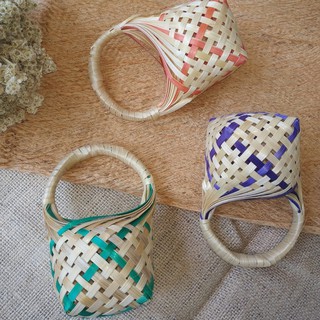 Tas permen bambu  tas permen unik belang warna  warni  tas 