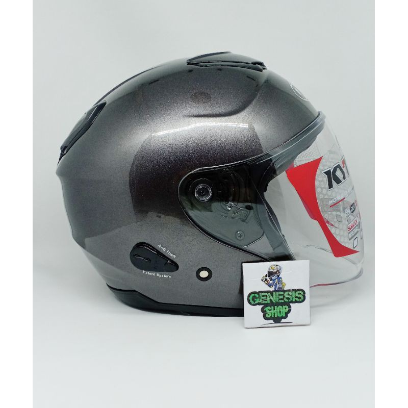 Helm KYT half face helm KYT KYOTO solid polos-Gunmetal glossy