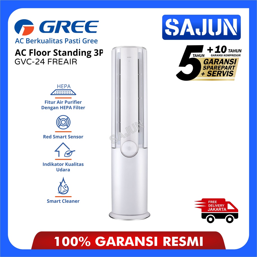 GREE AC Floor Standing 3PK GVC-24 FREAIR R32 HEPA Filter Purifier