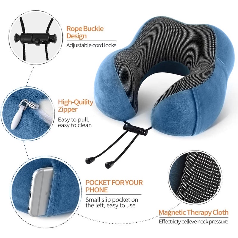 Bantal Leher U-Shape Foldable Travel Neck Pillow SER43