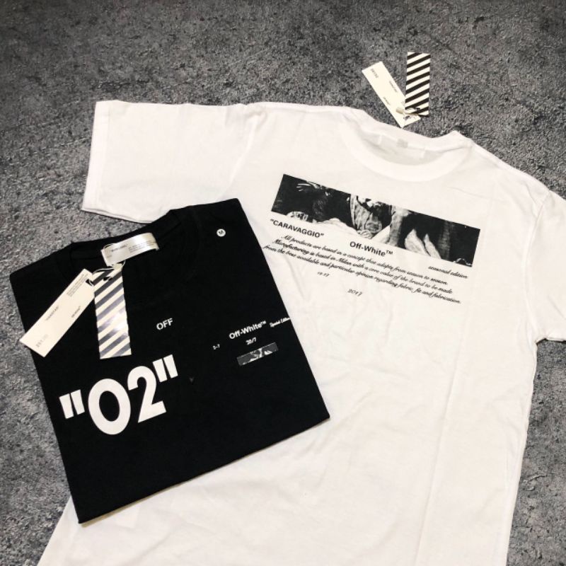 BAJU KAOS OFF WHITE CARAVAGGIO - OFF WHITE PRIA WANITA - WHITE TSHIRT