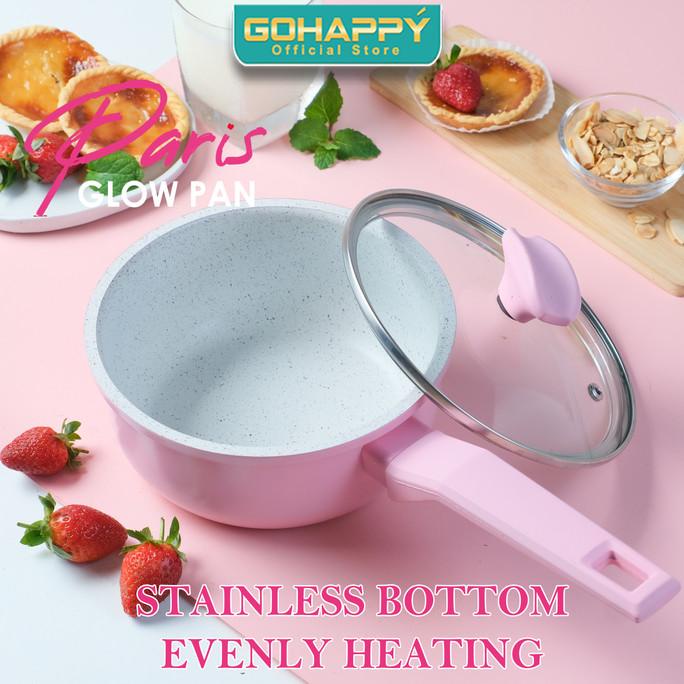 MILK PAN PARIS 16 CM Glow warna rose pink GHP02 Gohappy Sauce pan