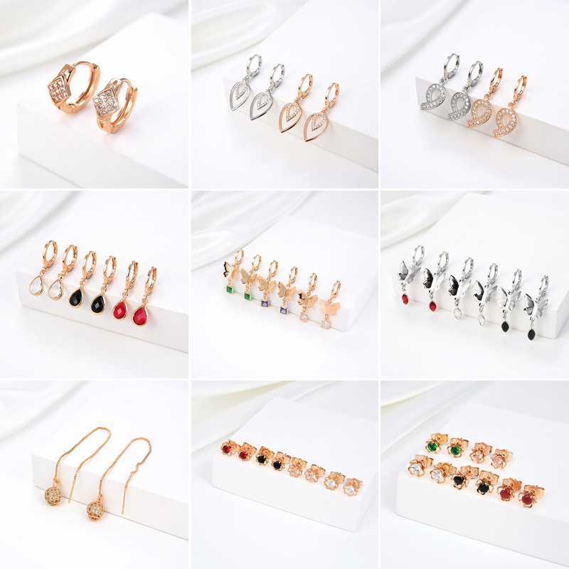 anting titanium wanita emas muda anti karat dewasa tusuk korea asli panjang dan luntur korea style selamanya dewasa 63-71e