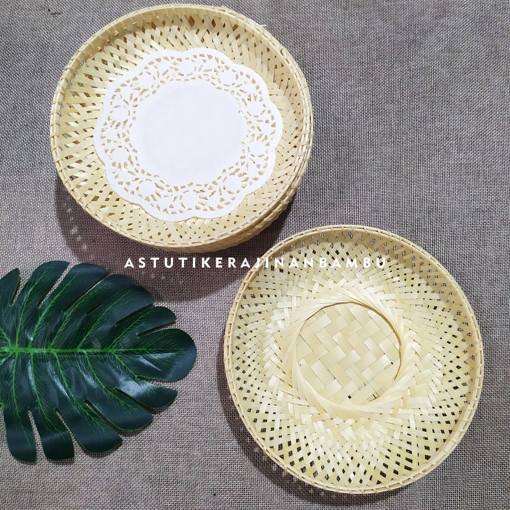 Piring Krongso d 18 cm/Piring Bambu/Piring Saji Bambu/Piring Hias Bambu/Piring Bambu Saji/Piring Uni