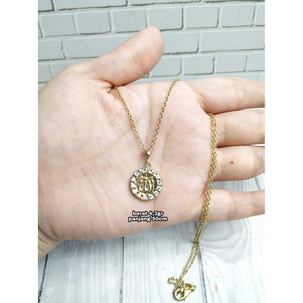 KALUNG LIONTIN LAFAL ALLAH GOLD PERAK ASLI S925GLOBAL JEWELLERY CF073