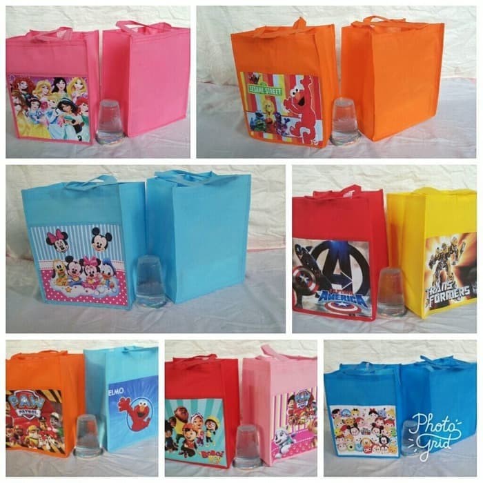 

SALE Tas Suvenir Ultah Anak Spunbond Motif Karakter untuk Snack / Bento / N - T.Suvenir Kitky