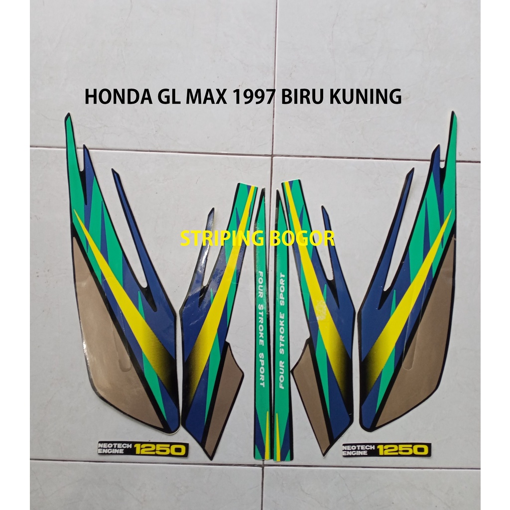 Striping Stiker Lis Motor Honda GL Max 1997 Biru Kuning