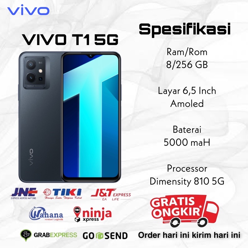 VIVO T1 5G 8/256 GB (Free Tempered) Garansi Resmi indonesia