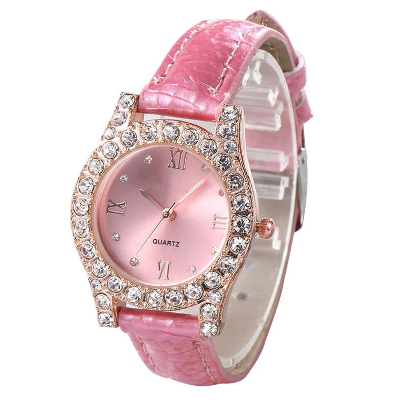 BERLIAN BARU FASHION JAM TANGAN WANITA GROSIR JAM TANGAN WANITA SISI PLAT KULIT DIAMOND HARGA W25