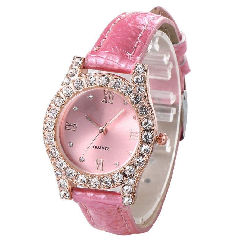 BERLIAN BARU FASHION JAM TANGAN WANITA GROSIR JAM TANGAN WANITA SISI PLAT KULIT DIAMOND HARGA W25